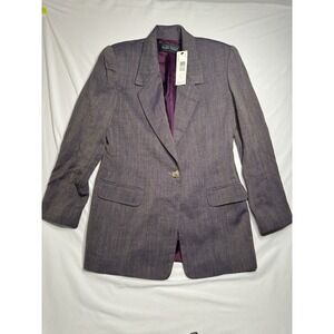 NWT Linda Allard Ellen Tracy 100% Wool Blazer Women's 8 Purple USA MSRP $395